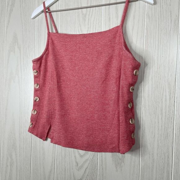Meadow Rue Anthropologie Tank Top Side Button Women's Red Size Medium Y2K - Picture 5 of 7